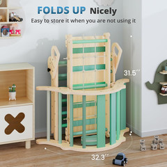 10-In-1 Pikler Triangle Set, Toddler Climbing Toys Indoor, Montessori Climber, B