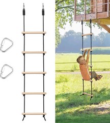 Rope Ladder for Kids Climbing Obstacle Wooden Swing Rope Ladder with 2 Hooks …