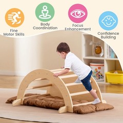 6 in 1 Climbing Arch Wooden Rocker Arch Climbing Toy with Removable Cushion