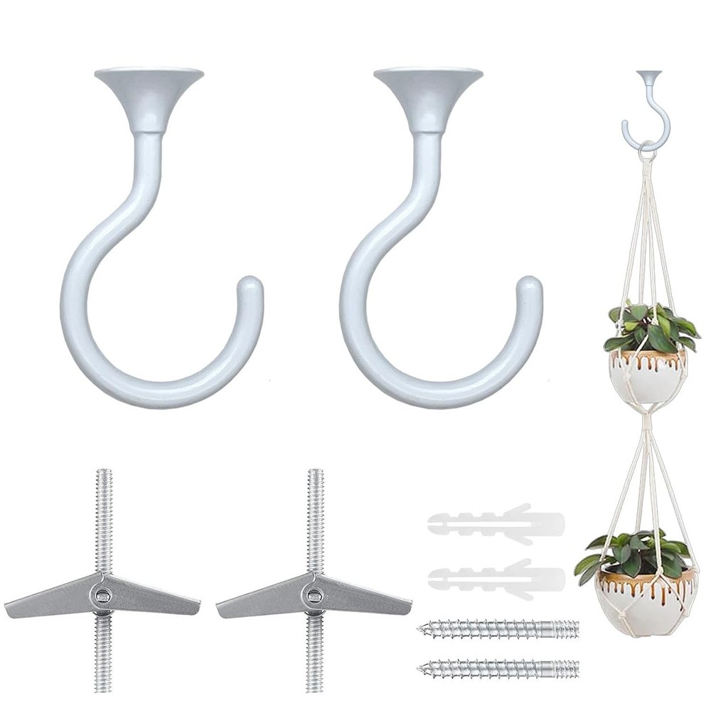 2 Sets Large Swag Ceiling Hooks 2.4 inch Heavy Duty Metal Ceiling Hooks for H…