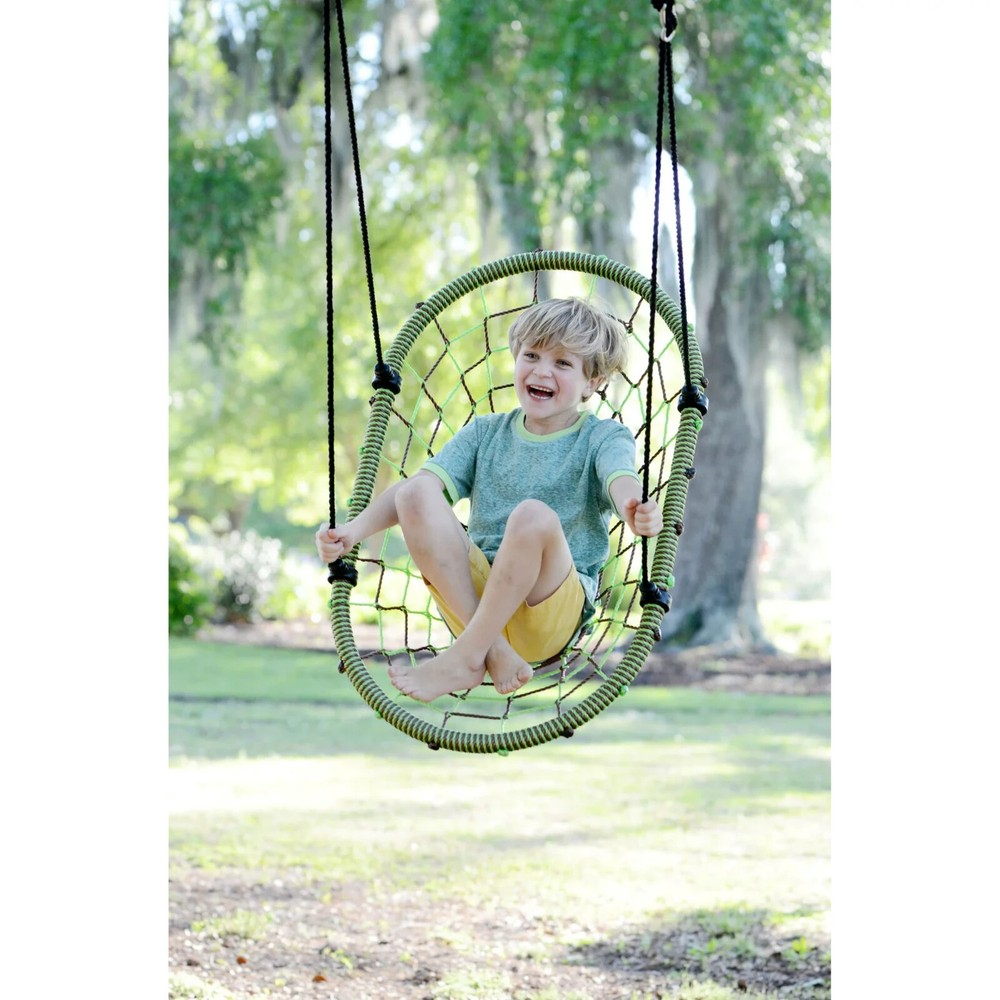 Adjustable Reclining Indoor Outdoor Rocking Swing Holds 400 Lbs Green 4 + Years