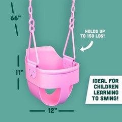 High Back Full Bucket Toddler Swing Seat with Finger Grip, Plastic Coated Cha…