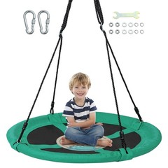 40″ Saucer Tree Swing Adjustable Hanging Ropes Outdoor Playground Backyard Green