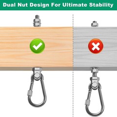 6Pcs Heavy Duty Swing Hangers 1500LB Capacity Stainless Steel Swing Set Hooks
