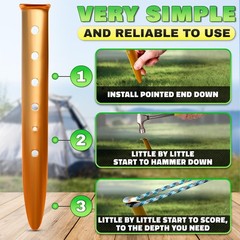 6 Pcs Aluminum Tent Stakes – 12.6″ Sand Stakes for Tents Suitable for Soft Gr…