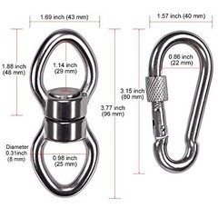 Silent Bearing Swing Swivel with 2 Carabiners – 360° Rotational Device for Tree