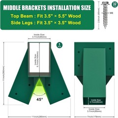 A-Frame Middle Swing Set Brackets, Heavy Duty Steel Hardware with Mounting ,