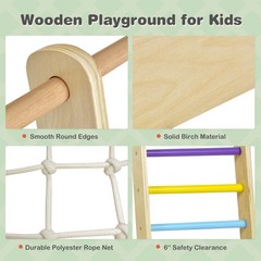 Indoor Playground Climbing Gym Kids Wooden 8 in 1 Climber Playset for Children