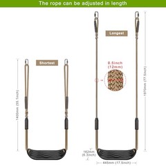 Heavy Duty Swing Seat with Adjustable Rope 1 Pcs Black U-shape Swing Seat