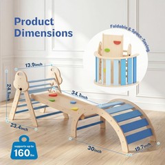 8-in-1 Wooden Climbing Set for Toddlers with Cushion, Foldable Montessori Ind…