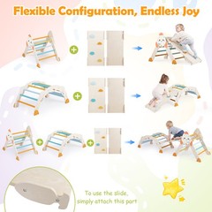 8-in-1 Climbing Toys for Toddlers with Triangle Ladder, Convertible Ramp, Indoor