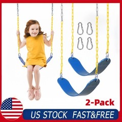 2-Pack Swing Seats for Swing Set Heavy Duty w/ Coated Chains 330lb Blue Outdoor