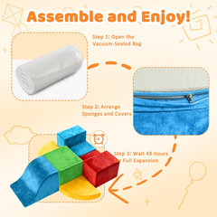 JWPEHOE 7-Piece Toddler Climbing Toys Indoor, Foam Climbing Blocks Soft Play Str