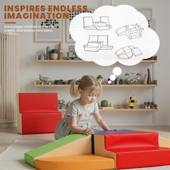 Hoohtoot Foam Climbing Blocks for Toddlers: 6-Piece Soft Play Set – PU Leathe…