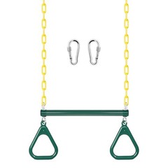 Gym Rings Trapeze Swing Bar Heavy Duty 47″ Chain Swing Set 16″ Green