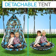 40″ Kids Hanging Tent Swing, Outdoor Saucer Swing with Hang Kit and Cammo