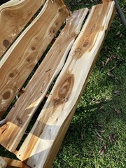 Unique Live Edge Red Cedar Wood Porch Swing with Hand Spliced Rope