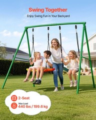 VEVOR Swing Set for Backyard Swingset Outdoor for Kids 2 Seats A-Frame Stand