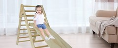 Pikler Triangle Ladder with Ramp & Slide, Foldable Wood Climber for Toddlers