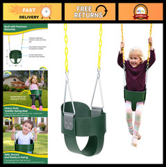 Heavy-Duty High Back Toddler Swing Seat with Coated Chains – Fully Assembled Gre