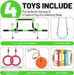 Doorway Swing for Kids & Door Pull up Bar for Adults – Indoor Kid Swing with 4Pc