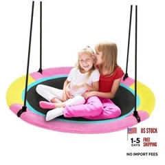 40 Inch Saucer Tree Swing for Kids Outdoor, Textilene Fabric 40inch | Pink