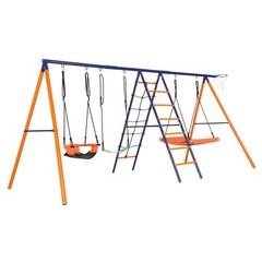 6 IN 1 Large Heavy Duty Metal Swing Set for Kids Backyard Playground 700lbs New