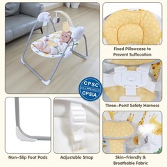 Portable Baby Swing for Infants, Compact & Foldable Infant Swing with 5-Speed…
