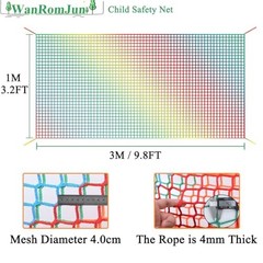 Climbing Cargo Net for Kids – Double Layers Heavy Duty 3.2 x 9.8 ft Multicolor