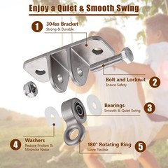 Swing Hangers 304 Stainless Steel with Locking Snap Hooks, Heavy Duty Swing H…