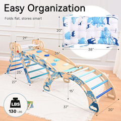 8-In-1 Pikler Triangle Set-Foldable Baby Climbing Toys with Cushion,Arch, Ramp &