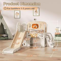 9 in 1 Toddler Slide Set, Baby Slide for Toddlers 1-3 with Ring Toss and Basketb