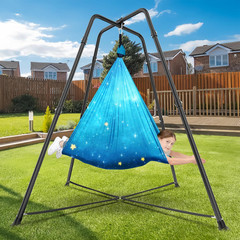 Swing Stand Frame with Sensory Swing Pod Chair, X-Shaped Swing Set, Metal Hammoc