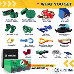 Branton Ninja Obstacle Course for Kids -2 x 50ft Ninja Kit