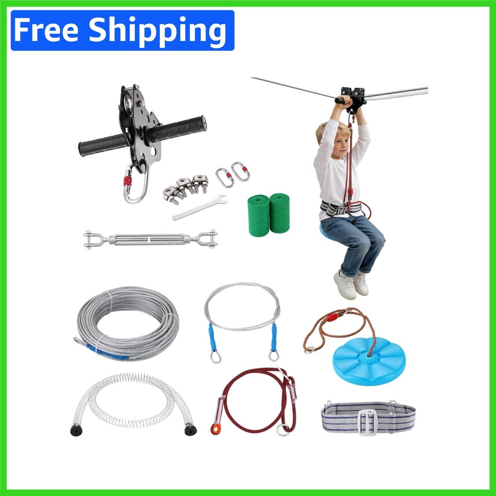 Quick Setup 160 Ft Zipline Kit for Teens – Safety Harnesses & Durable Design