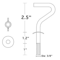 Zinc Heavy-Duty Replacement Hooks Holding Hammock Fit 3/8 Inch Dia. 1-1/4 to …