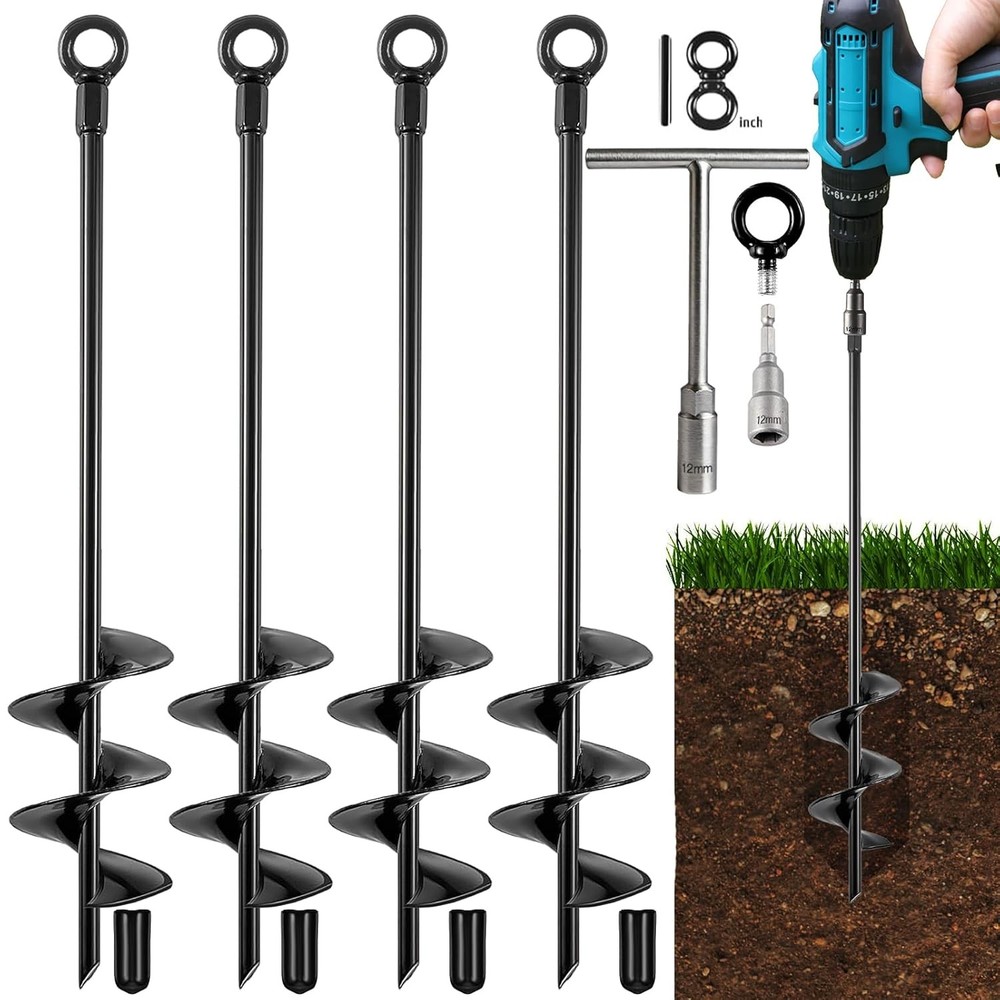 Heavy Duty 18 Inch Ground Anchor Kit 4 Pack Screw in Heavy Duty Swing Set