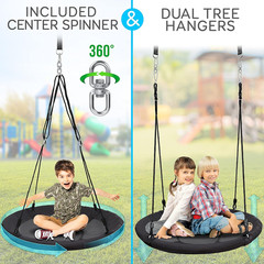 Saucer Swing with Tree Hang Kit, 40” Outdoor Tree Swing, 2 Adjustable Hanging Ro