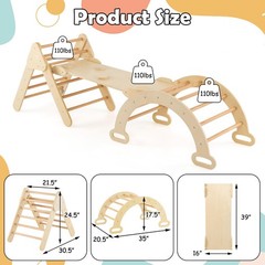 Pikler Triangle Set 7 in 1 Climbing Toys for Toddlers 1-3 Inside Foldable Woo…