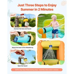 Double Slide Inflatable Bounce House with Climbing Wall & Splash Pool