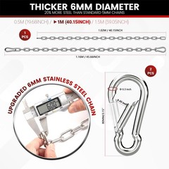 1000LB Heavy Duty Hanging Swing Chain, 6mm Thick 304 Stainless Steel Hanging …