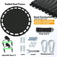 Black Round Saucer Swing with Handles -Made of Sturdy Frame,PP Mat,Adjustable…
