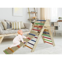 Fionafurn Pikler Triangle Ladder Foldable 2-in-1 Ramp Slide for 1-7 Multi