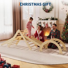 8-in-1 Pikler Triangle Set Foldable Baby Climbing Toys Wooden Climbing Set wi…
