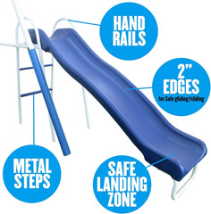 Free N Swing – 7 User / 5 Station Swing Set, Outdoor for Kids with 5′ Slide. Eas