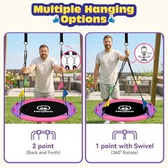 43 Inch Tree Swing, 900lbs Weight Capacity Saucer Swing Sets Pink and Purple