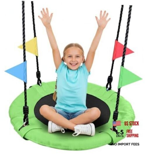 24″ Kids Tree Swing – Outdoor Small Saucer Swings with 900D Oxford Green