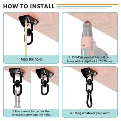 2 PCS 1200lb Hammock Hanging Kit Swing Hooks Stainless Steel Hardware