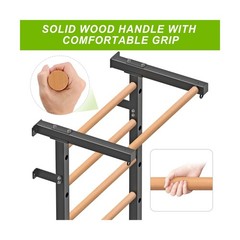 Swedish Stall Bars 2″x2″ with 1″ Holes, Wall Mounted Wood Gym Ladder for Susp…