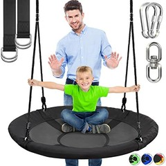 SereneLife SLSWNG100BL Outdoor Spinner Saucer Tree Swing – Hanging Tree Swing